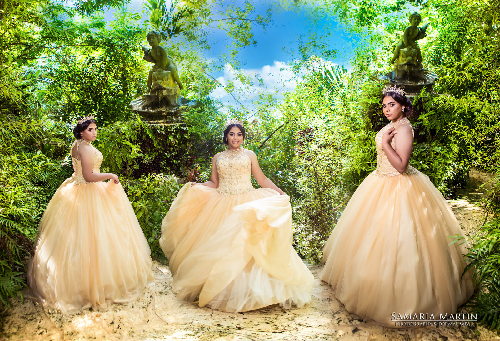 Rent quinceanera dresses, Secret Garden photoshoot, best quinceanera